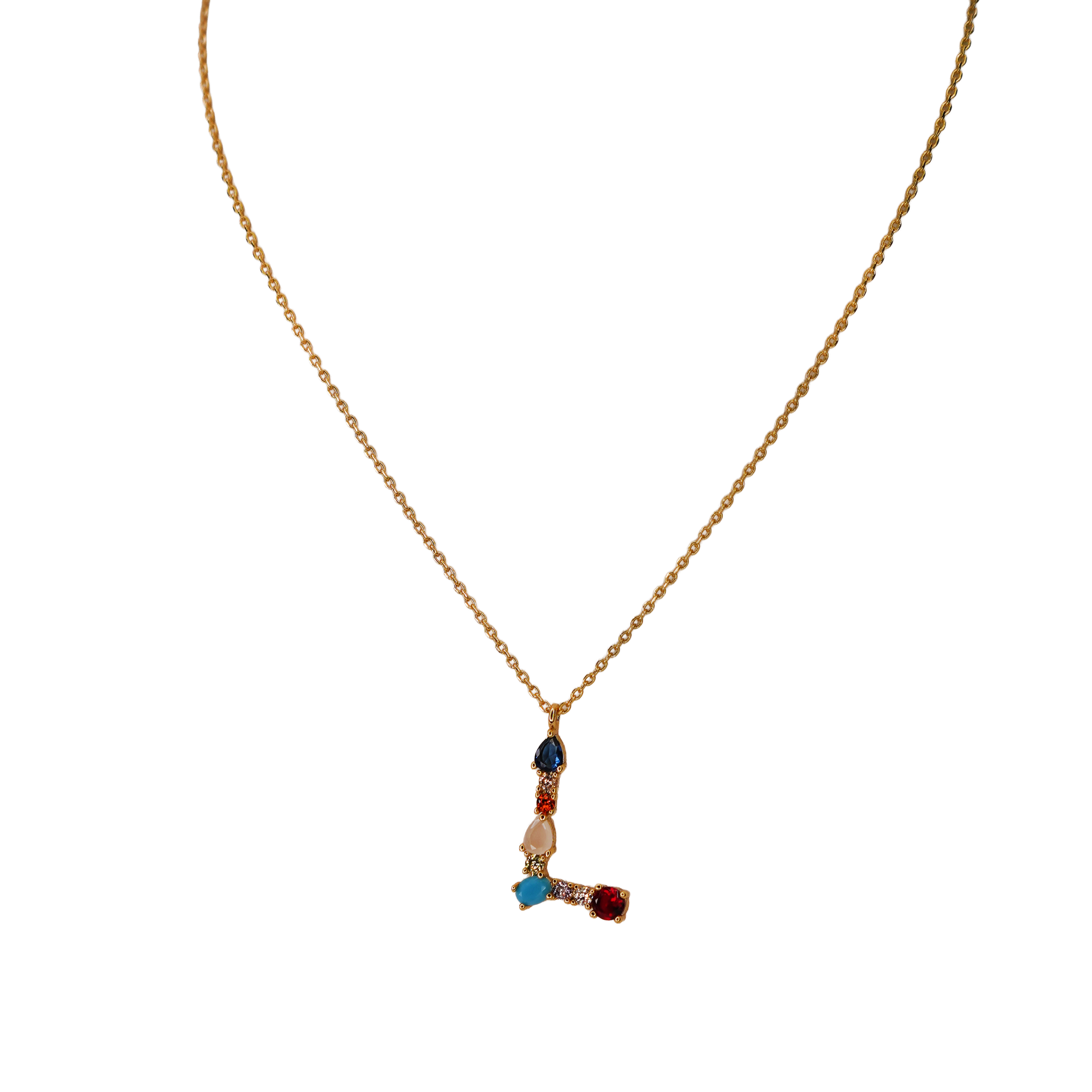 Gemstone Initial Necklace