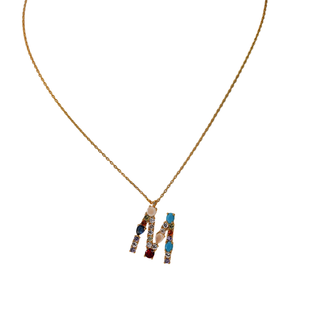Gemstone Initial Necklace
