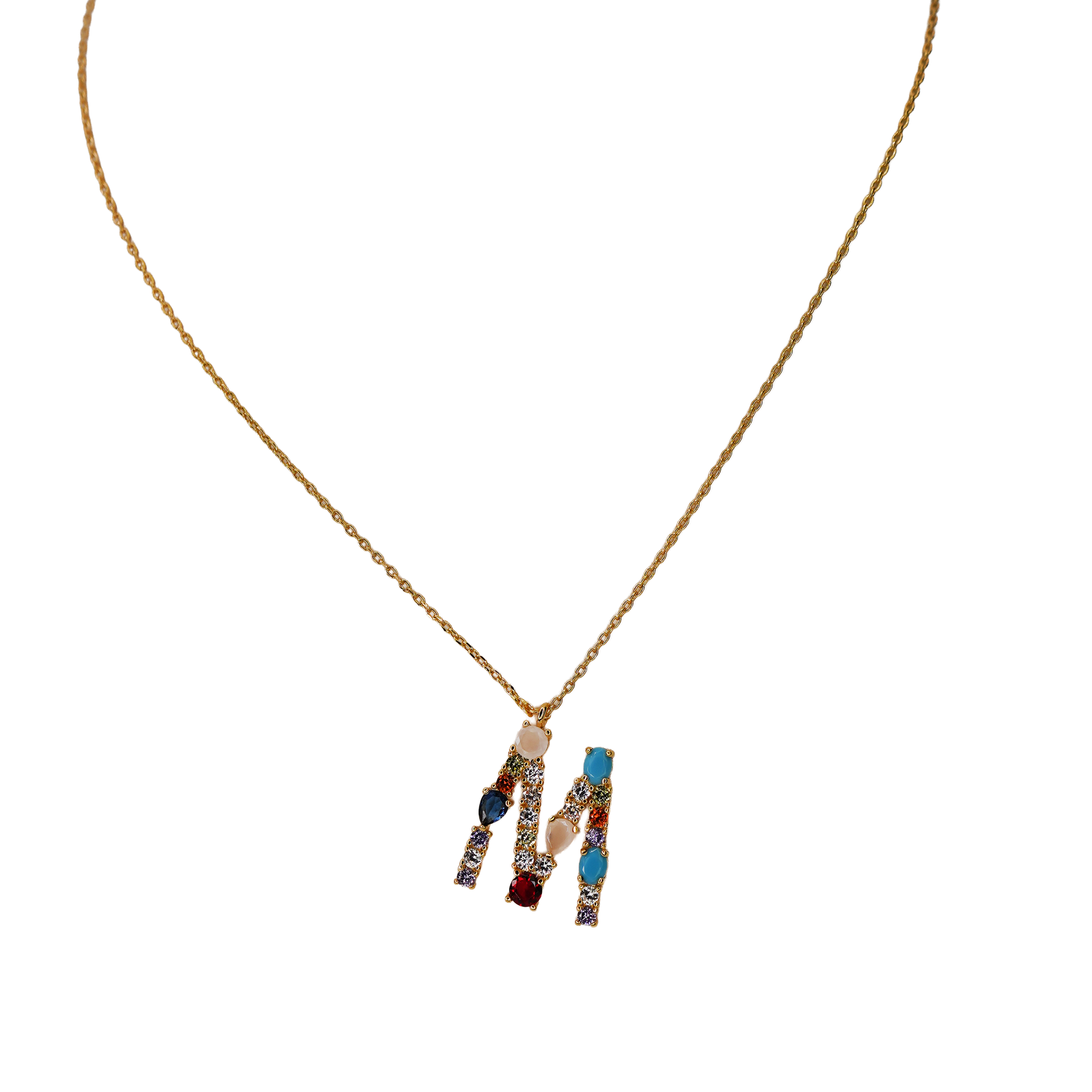 Gemstone Initial Necklace