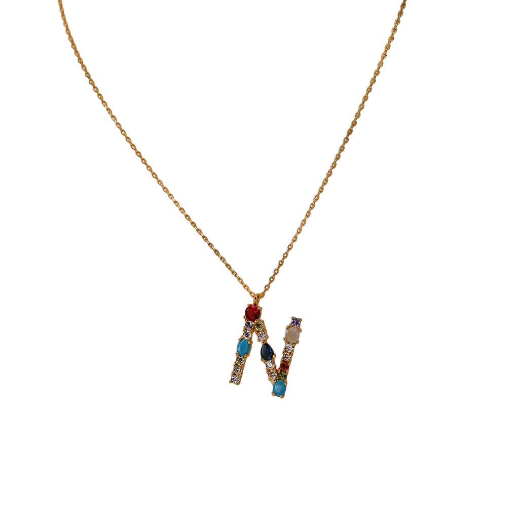 Gemstone Initial Necklace