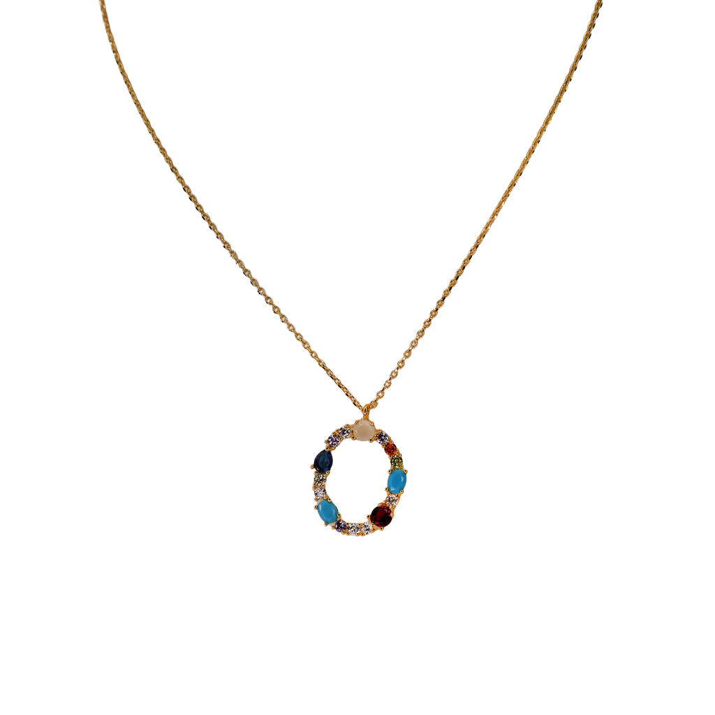 Gemstone Initial Necklace