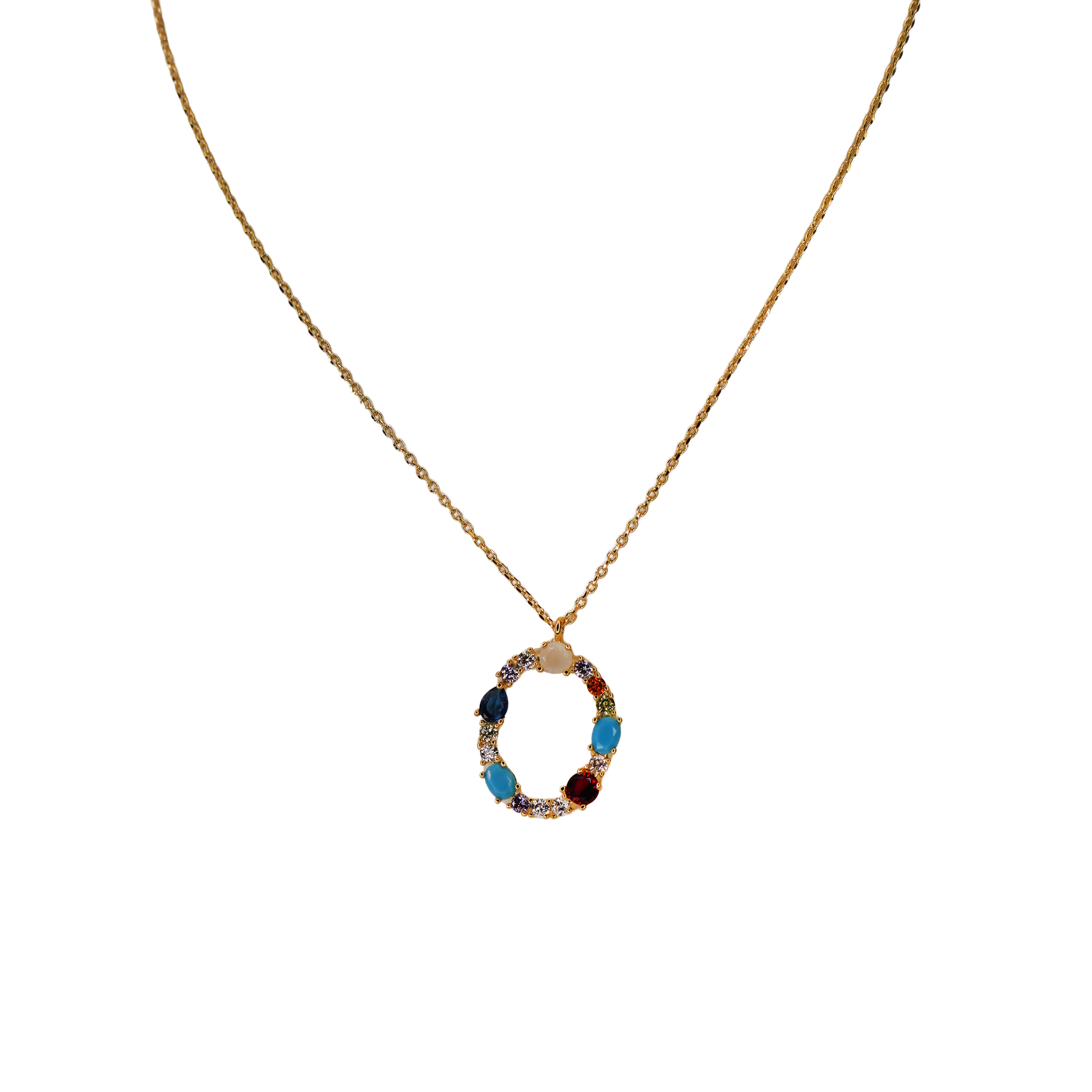 Gemstone Initial Necklace