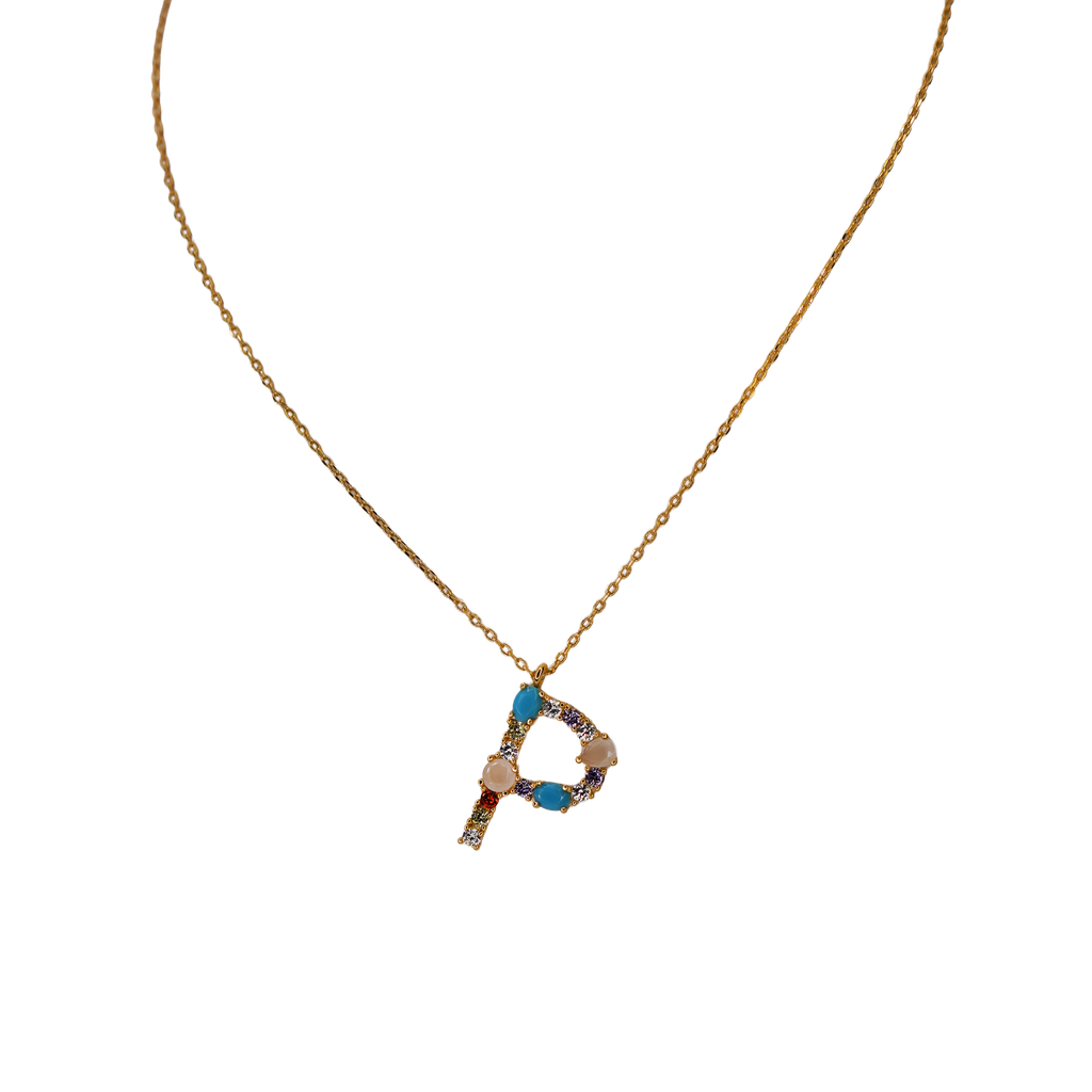Gemstone Initial Necklace