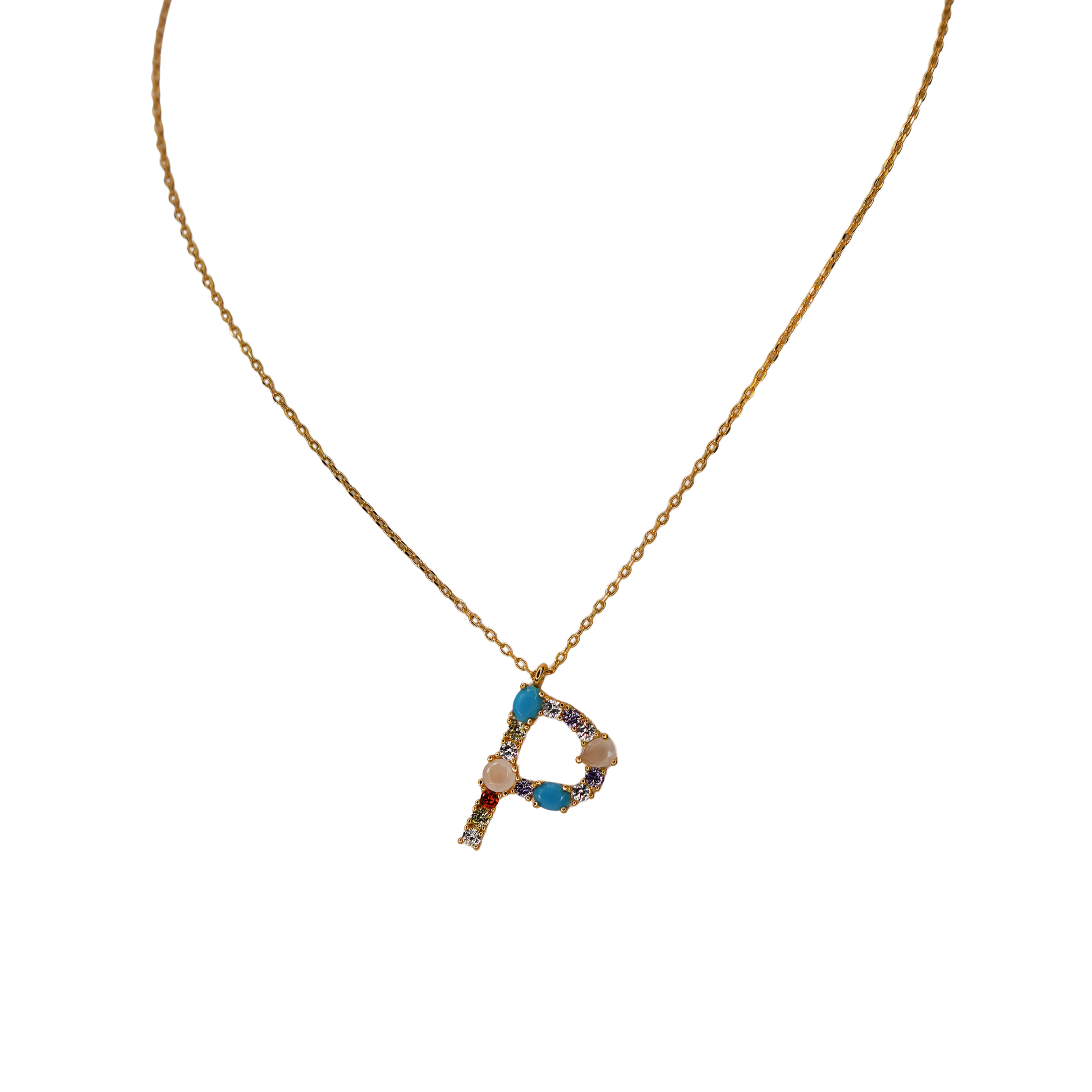 Gemstone Initial Necklace