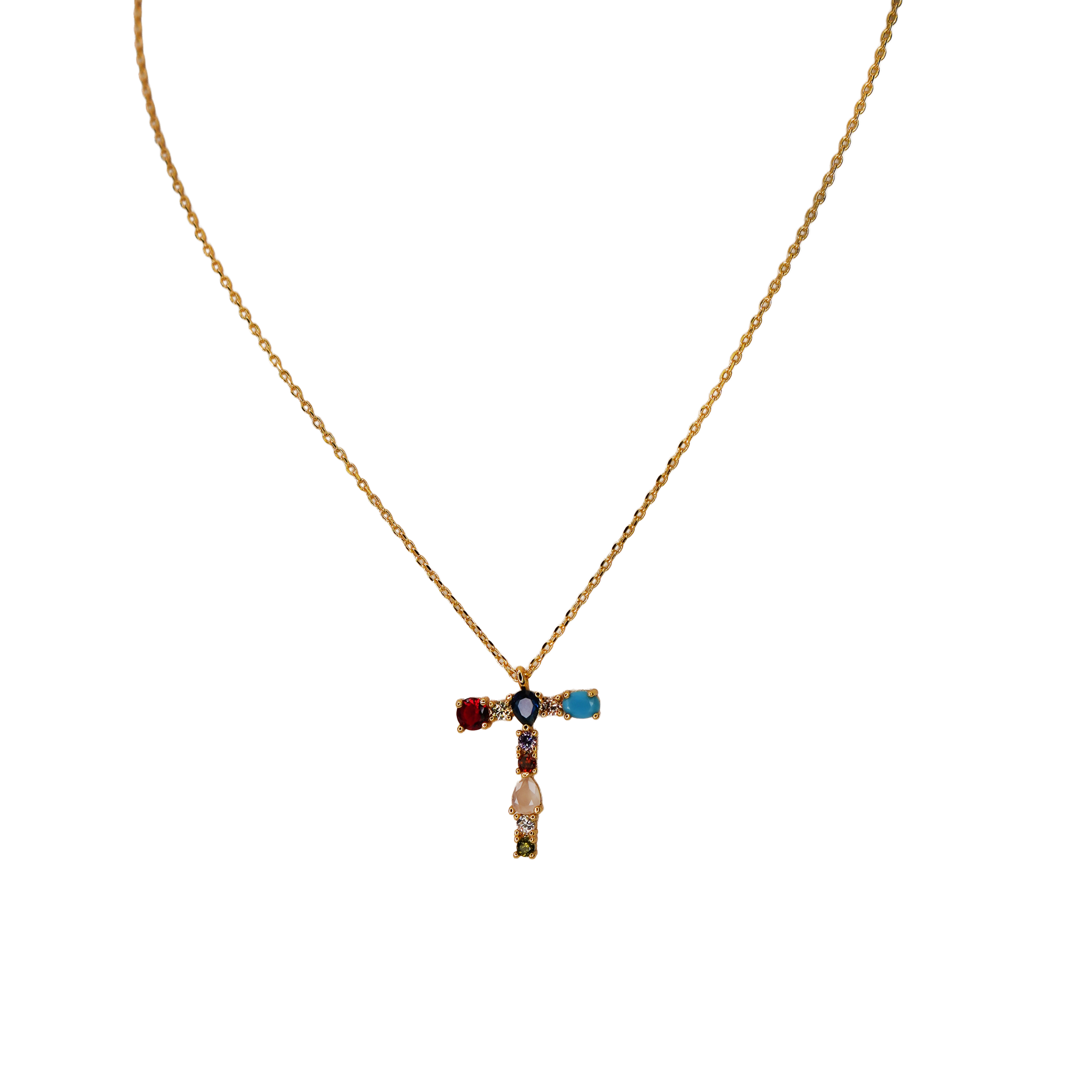 Gemstone Initial Necklace