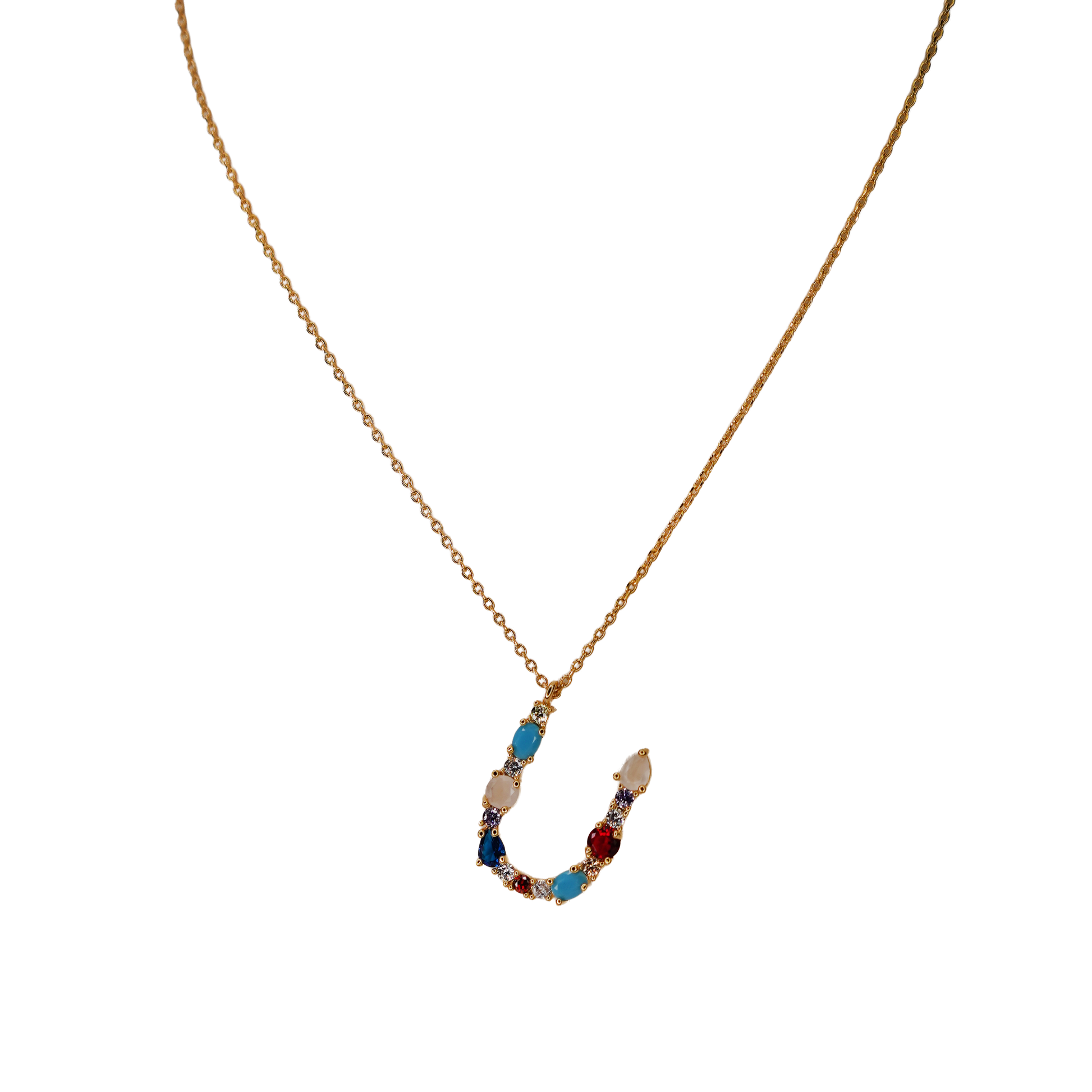 Gemstone Initial Necklace