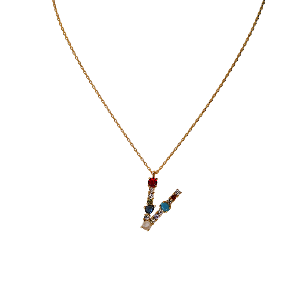 Gemstone Initial Necklace