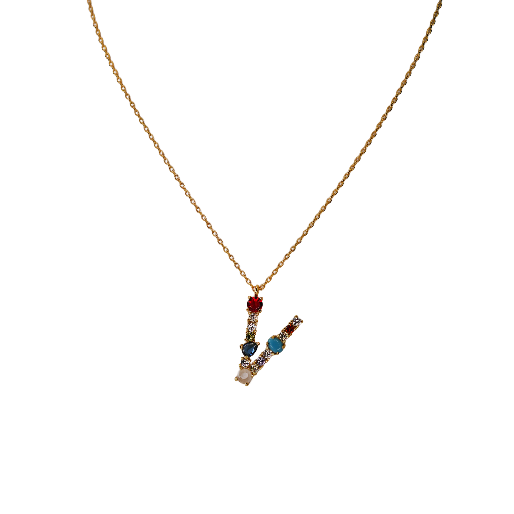 Gemstone Initial Necklace