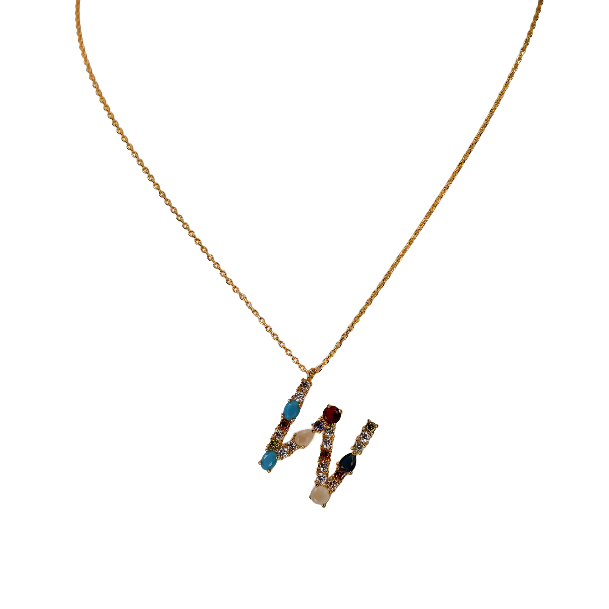 Gemstone Initial Necklace