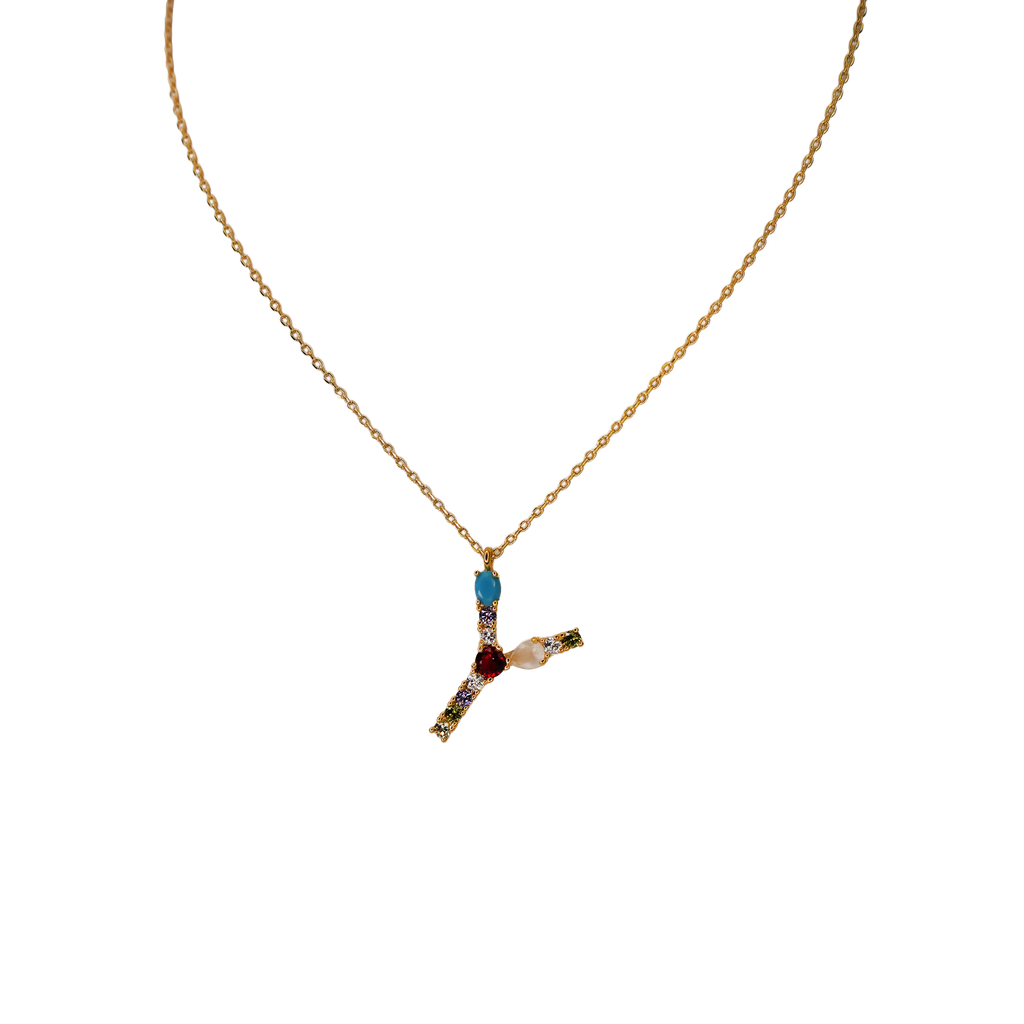 Gemstone Initial Necklace