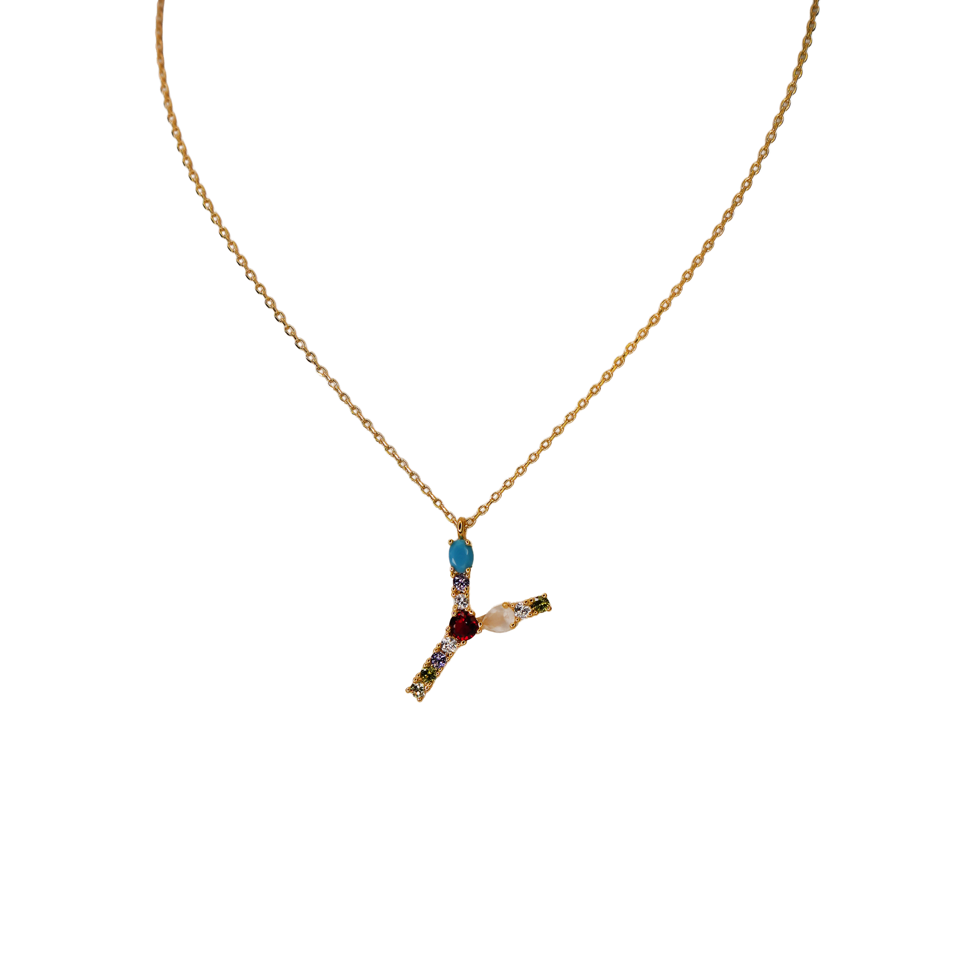 Gemstone Initial Necklace