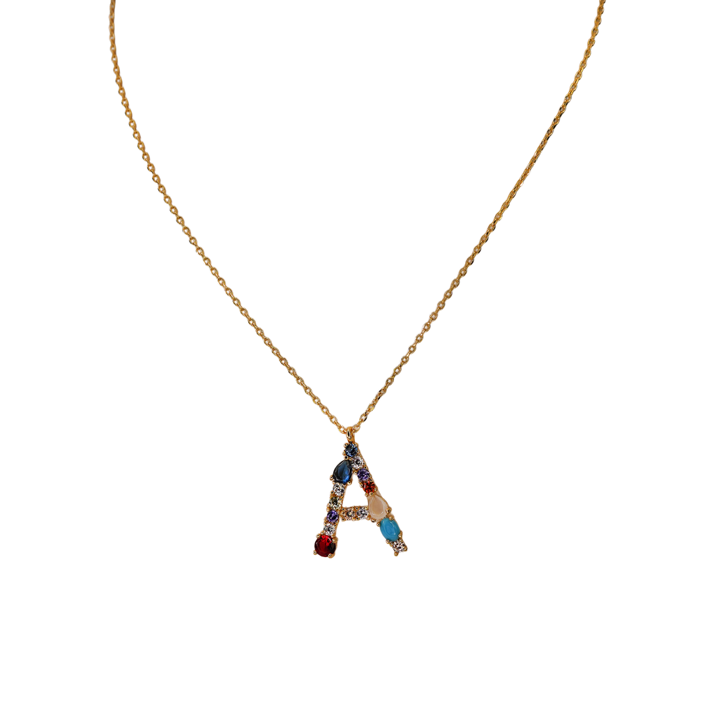 Gemstone Initial Necklace