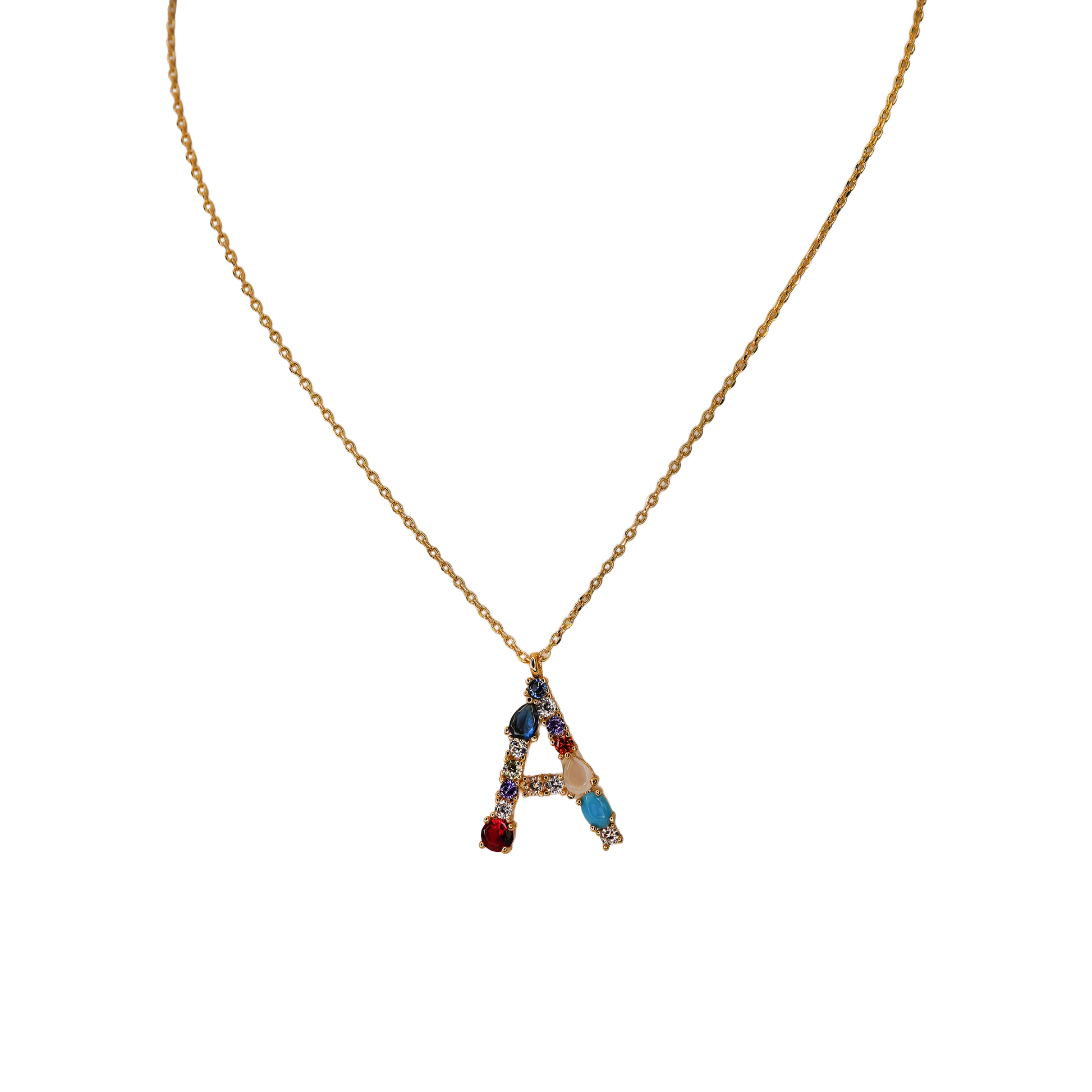 Gemstone Initial Necklace
