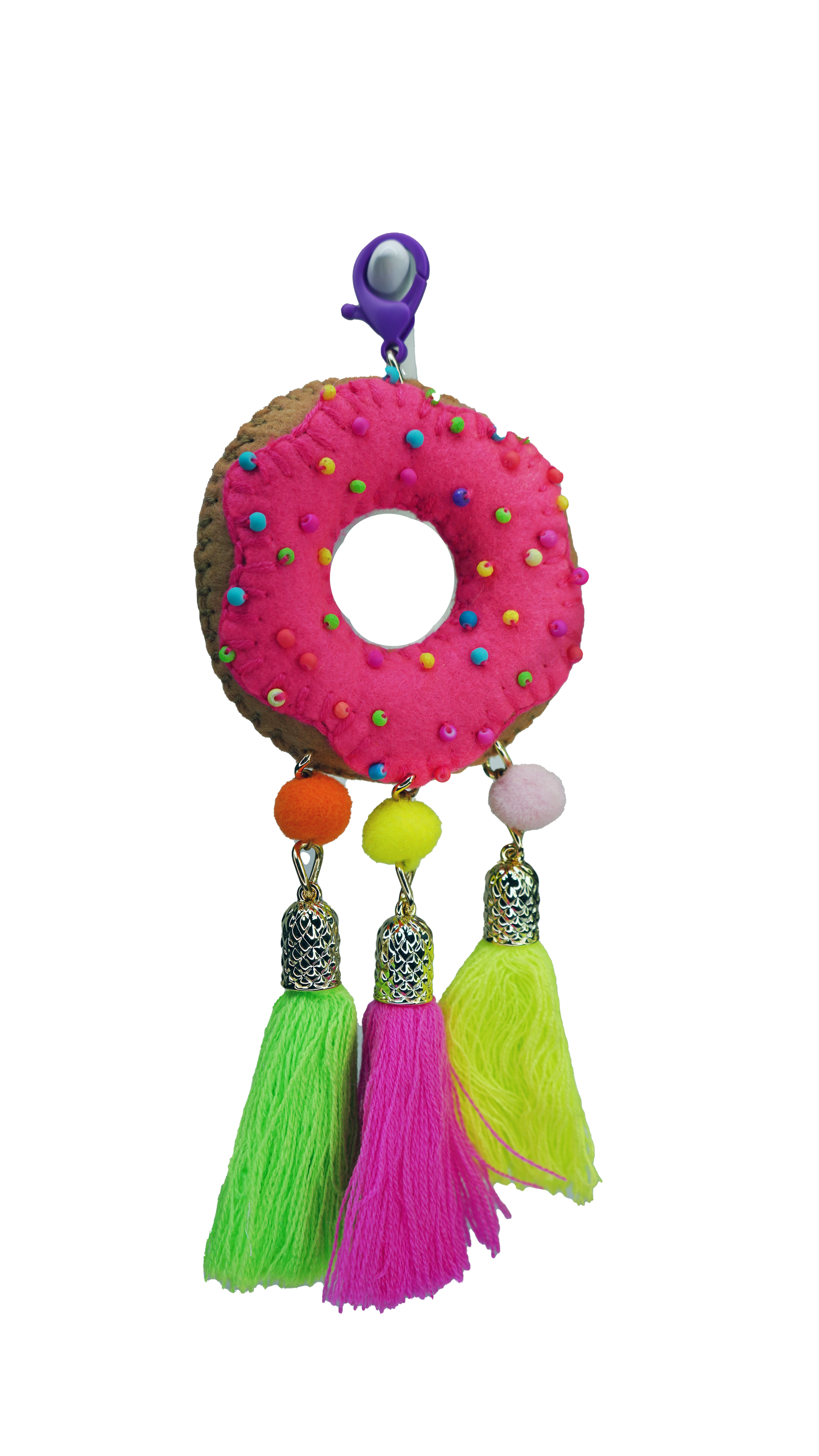 Hand Felted "Donut" Bag Chain