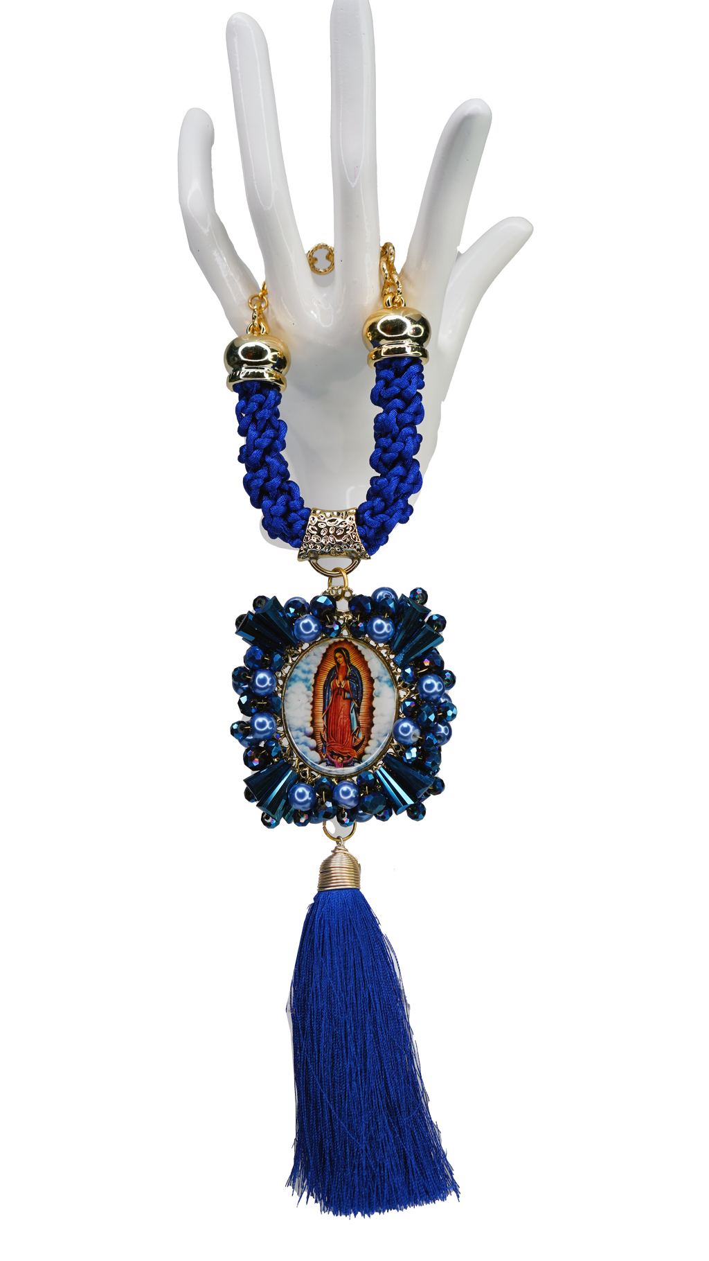 Bedazzled Portrait Pendant Bag Chain with Tassle