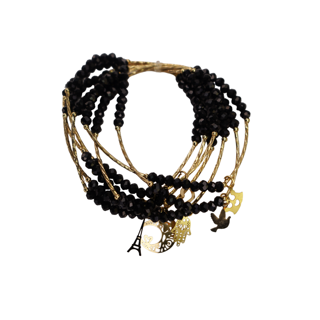 7 Layer Beaded Charm Bracelet