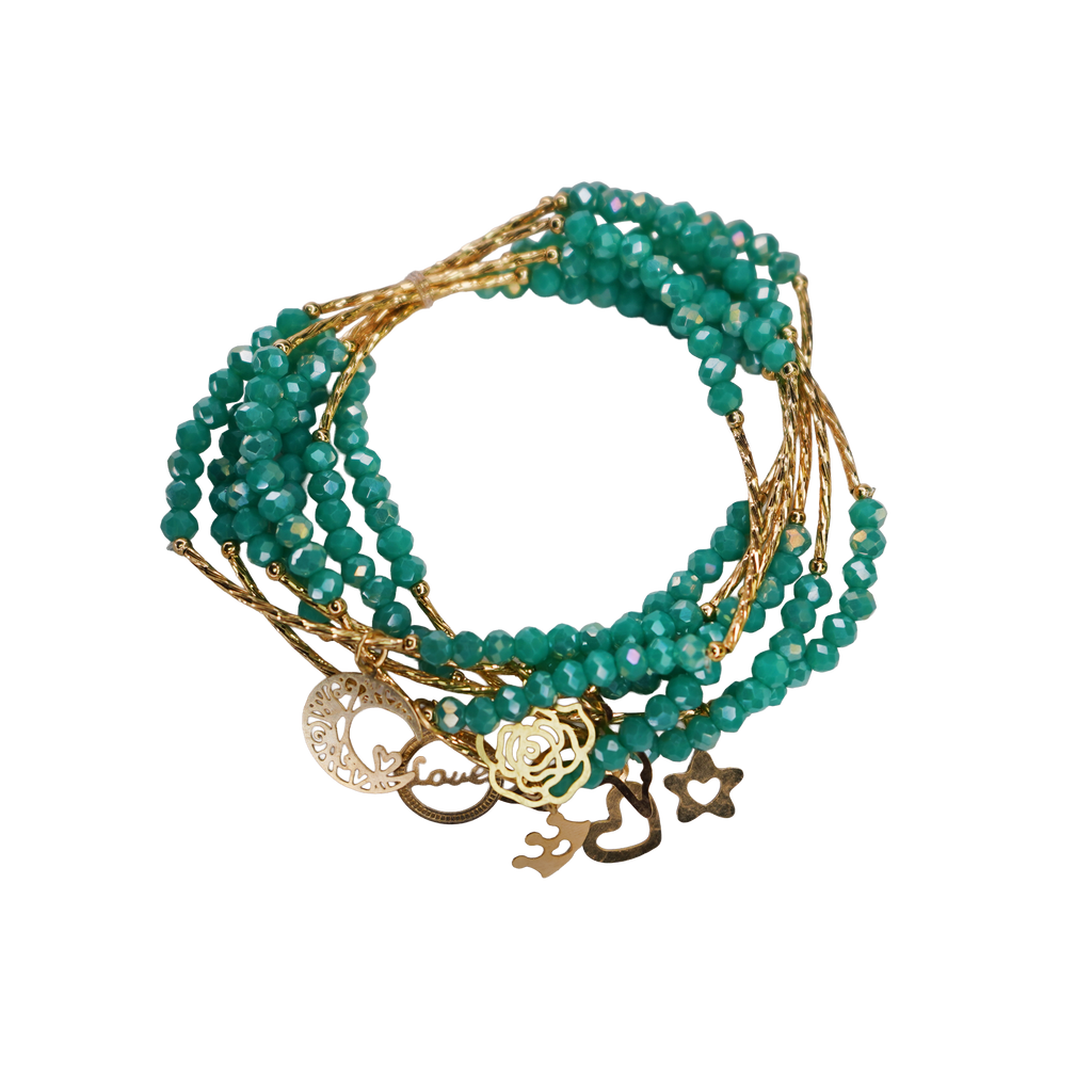 7 Layer Beaded Charm Bracelet