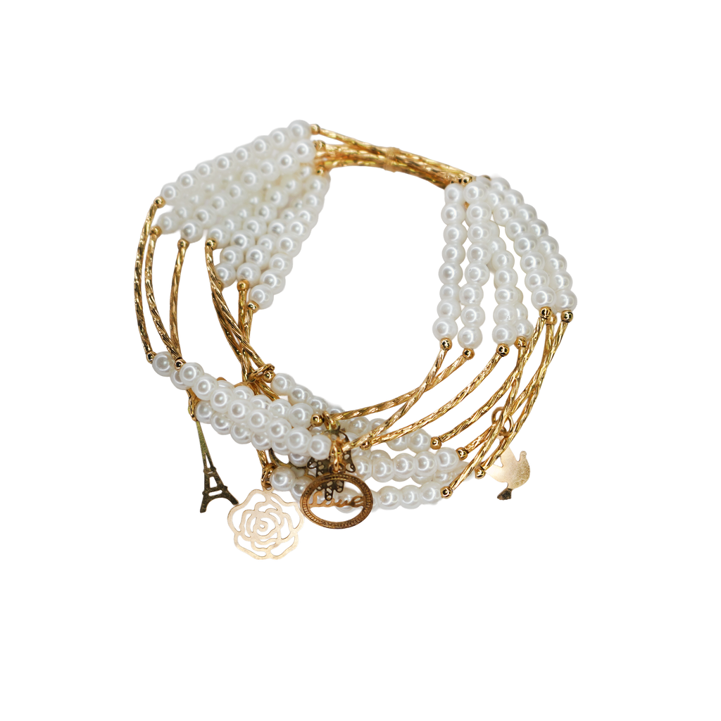 7 Layer Beaded Charm Bracelet