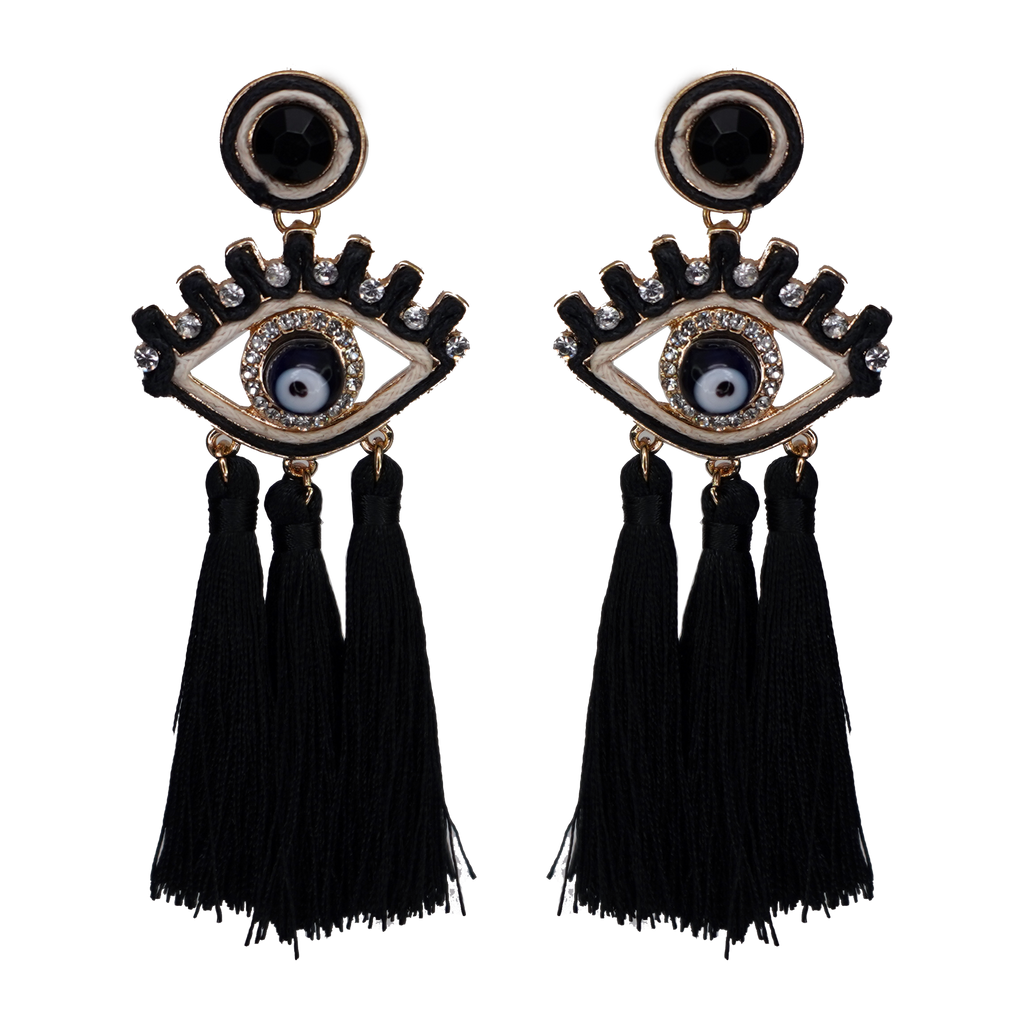 Evil Eye Tassle Earrings