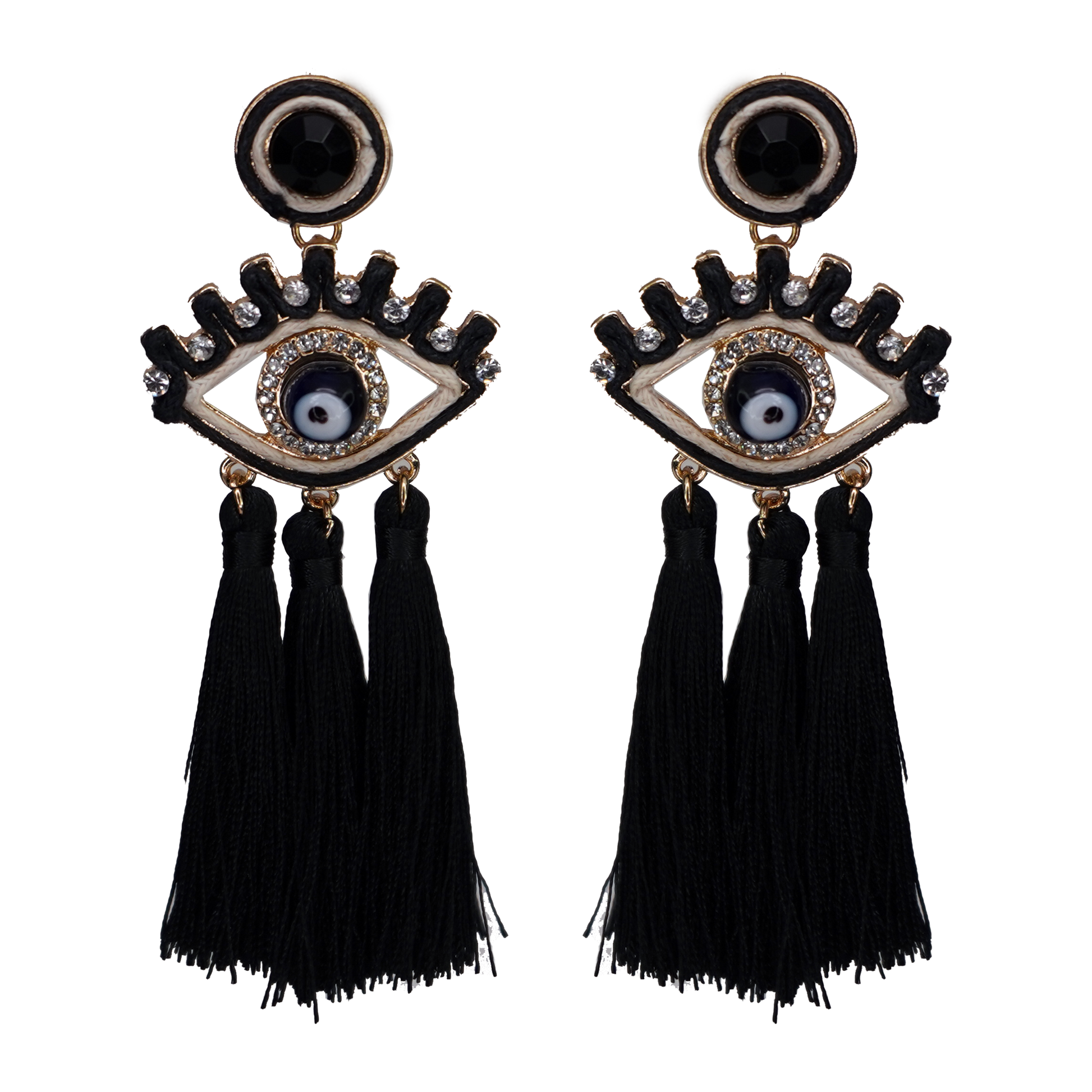 Evil Eye Tassle Earrings