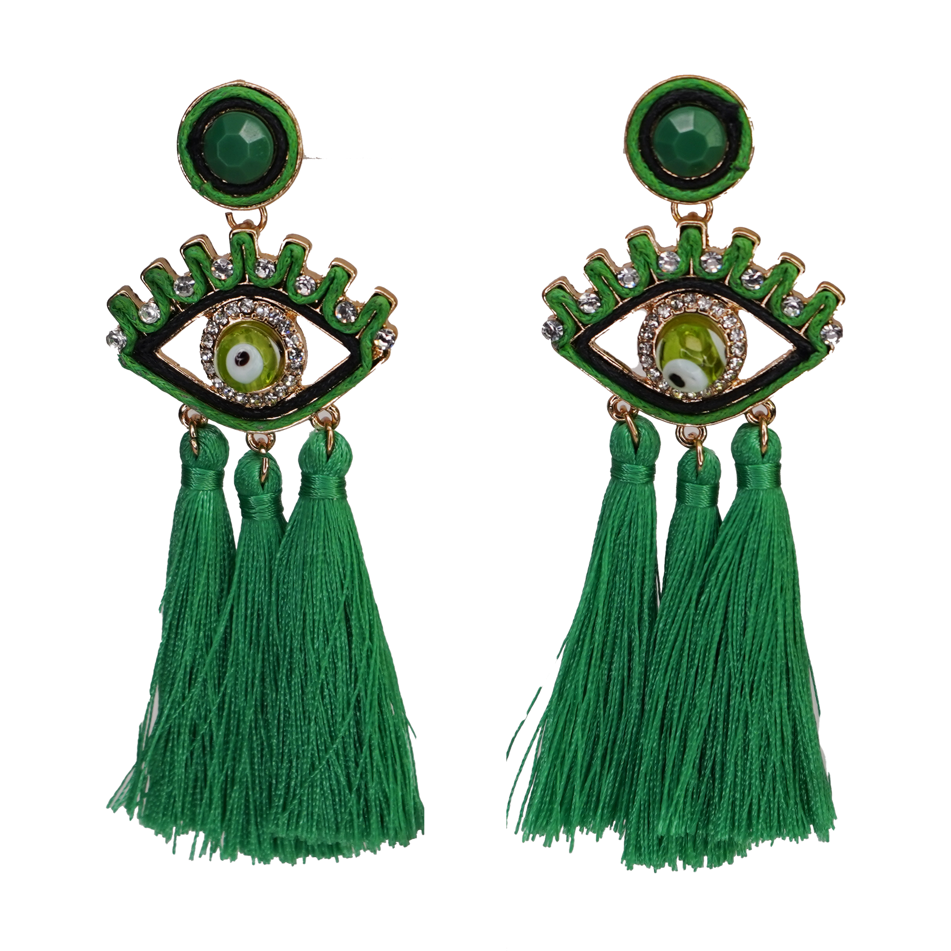 Evil Eye Tassle Earrings